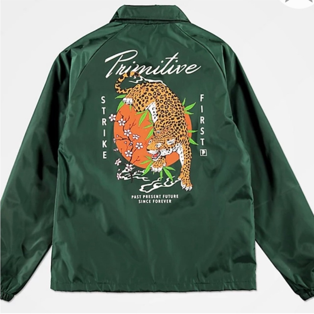Primitive Green Jacket with Leopard Design Size Medium